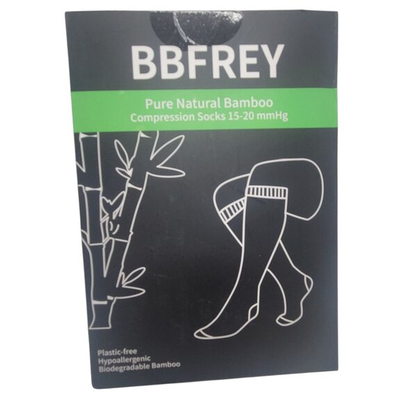 BBFrey Natural Bamboo Compression Socks 15-20 mmHg 6 Pairs Plastic-Free Hypoall - Picture 5 of 9